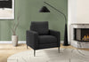 Chaise D'Appoint Rembourre , 34\"L, Tissu Noir, Pieds En Metal Noir, Moderne