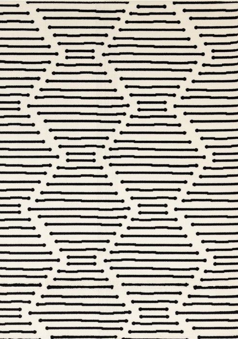 Carpette Forte noire et blanche à motif de rayures - 7 pi 9 po x 10 pi 6 po