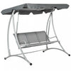Outsunny Balancelle De Jardin Pour 3 Personnes Avec Banc De Balancoire D'exterieur A Auvent Reglable Pour Jardin Bord De Piscine Terrasse Gris