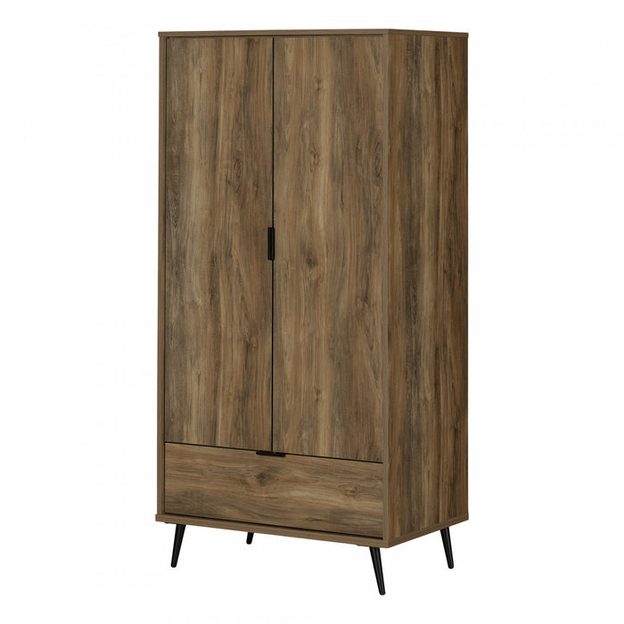 Oxford Armoire-penderie Avec Portes Et Tiroir - Manguier Naturel