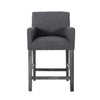 Tabouret De Comptoir Lewis Hauteur D’assise 66 cm – Tissu Rembourre Et Pieds En Bois Massif, Charbon