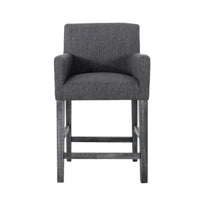  Tabouret De Comptoir Lewis Hauteur D’assise 66 cm – Tissu Rembourre Et Pieds En Bois Massif - Charbon