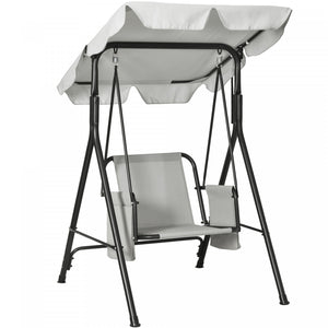 Outsunny Balancoire De Patio 1 Place Avec Auvent Reglable Et Coussins