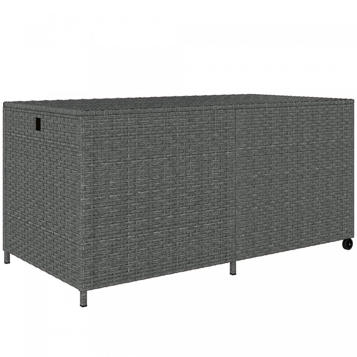 Coffre de rangement en rotin Outsunny 162 gallons avec roues et doublure impermeable