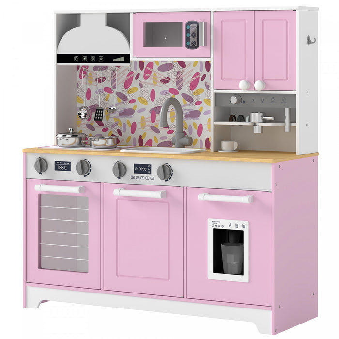 Qaba Cuisine Enfant avec Machine a Cafe et Machine a Glacons, Rose