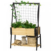 Outsunny Lit De Jardin Potager De Terrasse Lits De Jardin Sureleves D'exterieur Avec Grille D'escalade Et Etagere De Rangement Inferieure, Jardiniere Surelevee Avec Pieds Naturel