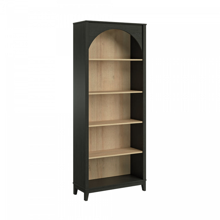 Bibliothèque arquée Ark de Prepac - noire et chêne naturel
