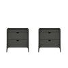 Table de nuit Coney style mid-century moderne 20\" en gris charbon (2 tiroirs) - Lot de 2
