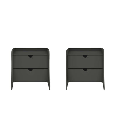 Coney Mid-Century Modern 20" Nightstand in Charcoal Gray (2-Drawer) - Set of 2 | Table de nuit Coney style mid-century moderne 20" en gris charbon (2 tiroirs) - Lot de 2