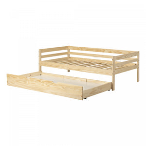 Sweedi Lit De Jour En Bois Massif Avec Lit Gigogne Bois Naturel, De Meubles South Shore