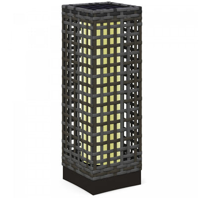 Outsunny Wicker Solar Floor Lamp, Solar Powered Outdoor Lamp with Auto On/Off LED Lights, IP44 Waterproof, Decorative Outdoor Solar Lantern for Patio, Porch, Pathway, Grey