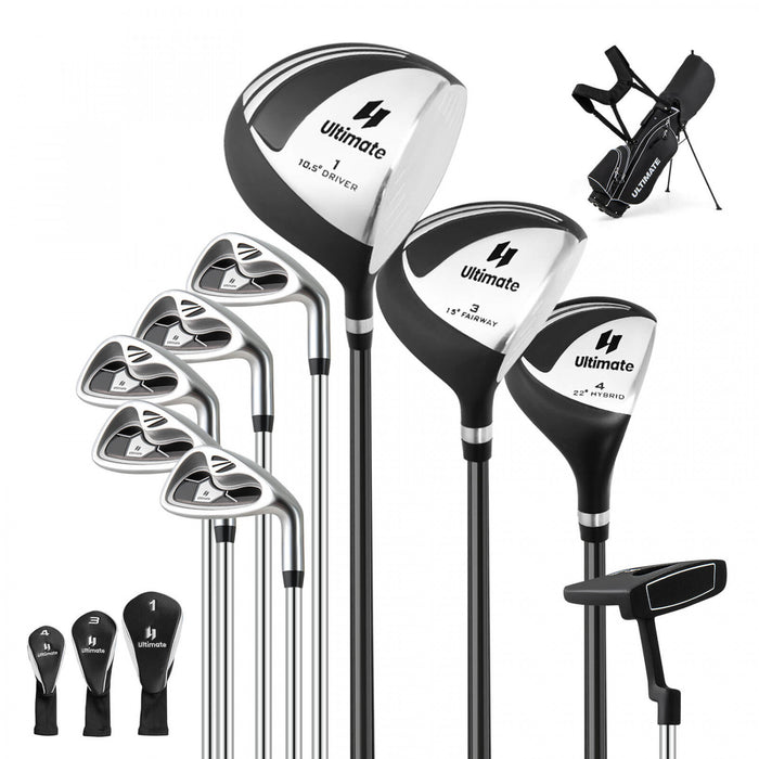 Ensemble Complet De 10 Clubs De Golf De Marque Costway Pour Hommes Avec Driver En Alliage Noir