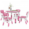 Qaba Ensemble Table Et Chaises Pour Enfants 5 Pieces, Ensemble Table Et Chaises Reglables En Hauteur, Ensemble Table Et Chaises D'activites Avec Rangement, Pour Salle De Jeux, Salle De Classe, Rose