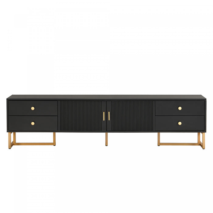 Gavin Meuble TV de 68,8\" avec Tiroirs de Rangement et Fonction d'Organisation des Medias, Noir