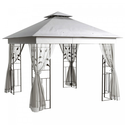 Outsunny 10' X 10' Patio Gazebo, Outdoor Gazebo Canopy, Light Grey