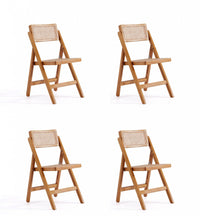 Chaise pliante en bois style industriel Pullman, coloris naturel - Lot de 4