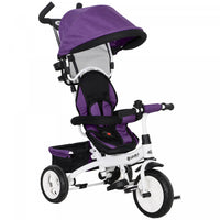 Qaba Tricycle Pour Tout-petits, Poussette De Velo 2 En 1 Pour Bebe Avec Auvent Pliable, Panier De Ra