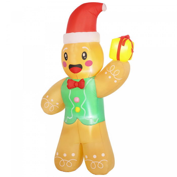 Outsunny bonhomme en pain d’epices gonflable de Noel 2,50 m, marron clair