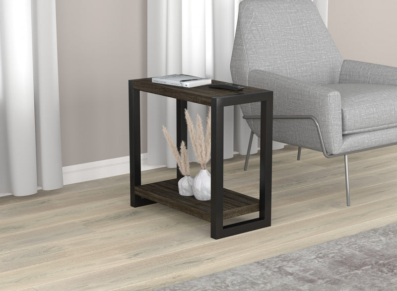 Table d’appoint étroite classique de 23 po avec tablette de rangement - gris foncé