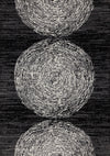 Tapis Florence noir, gris et blanc a motif d'anneaux d'arbre, 5'3\" x 7'4\"
