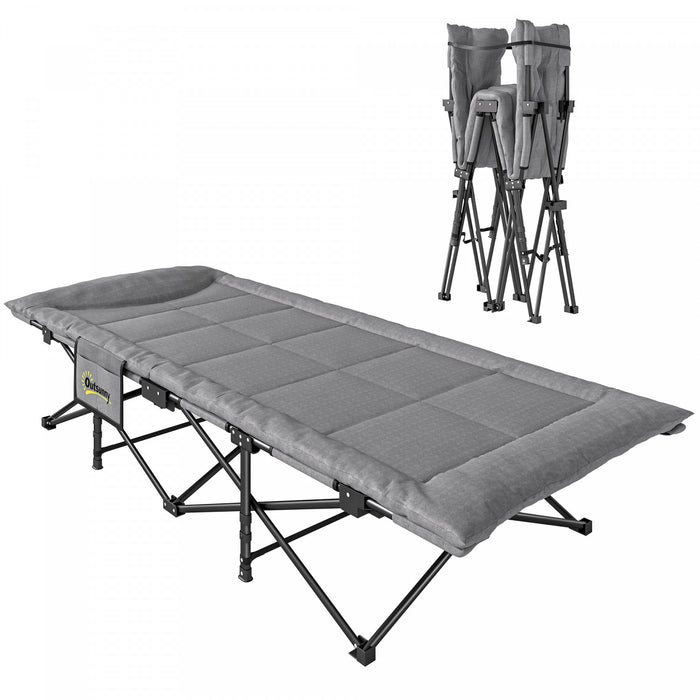 Lit de Camping Outsunny pour Adultes avec Coussin Rembourre, Gris
