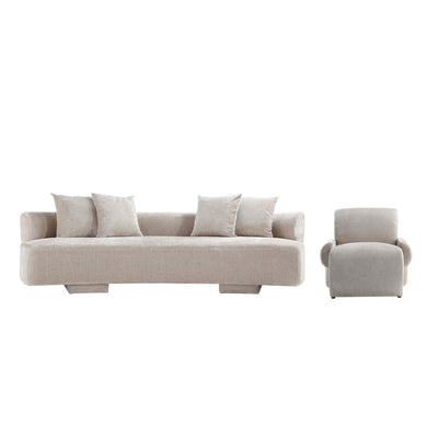Verandah Mid-Century Modern 2-Piece Sofa Set in Beige | Ensemble de canape 2 pieces Verandah style mid-century modern en beige