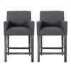 Ensemble De 2 Tabourets De Comptoir Lewis, Assise De 66 cm – Tissu Rembourre Et Pieds En Bois Massif, Charbon