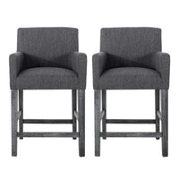  Ensemble De 2 Tabourets De Comptoir Lewis, Assise De 66 cm – Tissu Rembourre Et Pieds En Bois Massif - Charbon