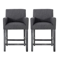 Ensemble De 2 Tabourets De Comptoir Lewis, Assise De 66 cm – Tissu Rembourre Et Pieds En Bois Massif - Charbon