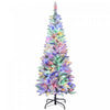HOMCOM Sapin de Noel Givre 5pi avec Lumieres Bicolores, Sapin de Noel