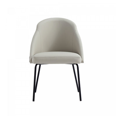 Gracie Modern Metal Vegan Leather Dining Chair in Stone Gray and Black | Chaise de salle a manger moderne Gracie en metal et cuir vegetalien, gris pierre et noir