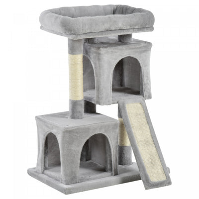 Pawhut Plush Cat Tree Tower Activity Center With Sisal Scratching Post Scratching Board Perch Condo,|Pawhut Tour D'arbre A Chat En Peluche Centre D'activites Avec Poteau A Gratter En Sisal Planche A Gr