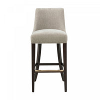 Tabouret de bar moderne en bois Beever avec revetement en chenille taupe