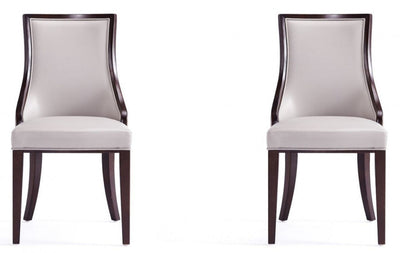 Manhattan Comfort Set of 2 Grand Faux Leather Dining Chairs - Light Grey|Ensemble 2 chaises de salle à manger Grand de Manhattan Comfort en similicuir - gris clair