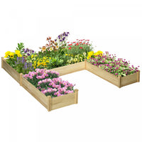 Outsunny Lit De Jardin Sureleve A Cinq Boites A Emboiter, Jardinieres En Bois Pour Plantes D'exterie