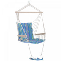 Chaise Balancoire Suspendue Portable Outsunny Hamac Raye Avec Repose-pieds Pour Le Camping En Plein