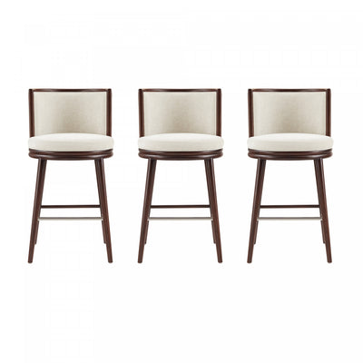 Evalyn Modern Wood Upholstered Barstool in Cream - Set of 3 | Tabouret de bar moderne en bois et tissu creme Evalyn - Lot de 3