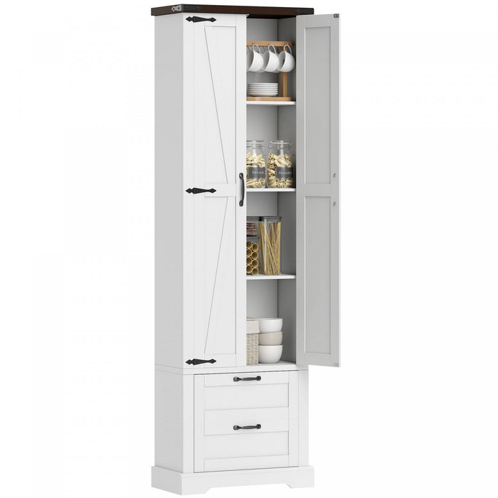HOMCOM Meuble de rangement de cuisine de 71 po, armoire de cuisine, blanc
