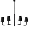 Lustre horizontal Eleanor de Dainolite avec abat-jour noir et argenté, fini noir mat et 4 ampoules