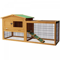 Pawhut Clapier D'exterieur A 2 Niveaux Avec Dessus Ouvrant, Grande Cage A Lapin En Bois De 59