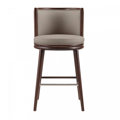 Evalyn Modern Wood Upholstered Barstool in Taupe | Tabouret de bar moderne en bois avec assise rembourree Evalyn, coloris taupe