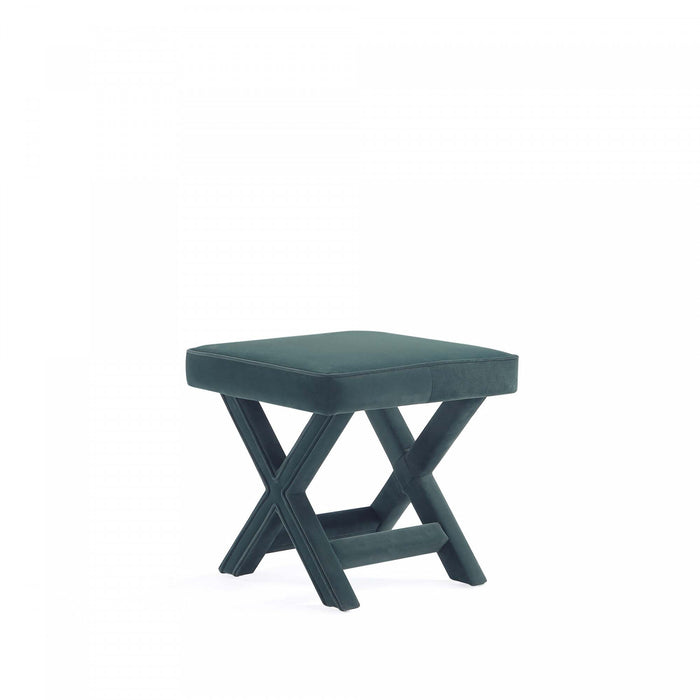 Banc d’appoint Abigail style milieu du siecle moderne en velours vert foret