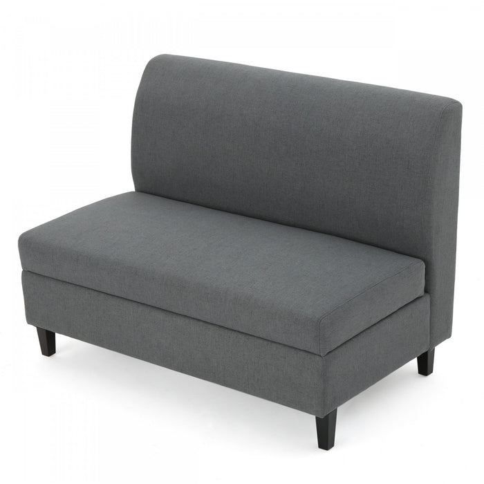 Causeuse Sans Accoudoirs Haley En Tissu Avec Rangement Dissimulé Et Pattes En Bois - Charbon