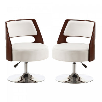 Salon Modern Vegan Leather Swivel Lounge Chair in White - Set of 2 Accent Chair | Fauteuil pivotant moderne de salon en cuir vegetalien blanc - Lot de 2