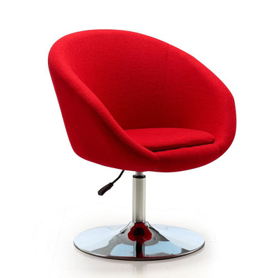Manhattan Comfort Hopper Polished Chrome Wool Blend Adjustable Height Chair - Red|Chaise Hopper de Manhattan Comfort à hauteur réglable en chrome poli et en mélange de laine - rouge
