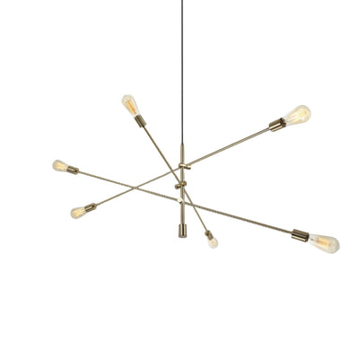 Dainolite Alexa 6 Light Adjustable Pendant Aged Brass Finish Lamp|Luminaire suspendu Alexa réglable de Dainolite avec fini laiton vieilli et 6 ampoules