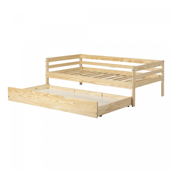  Lit de repos Sweedi en bois massif avec lit gigogne - bois naturel