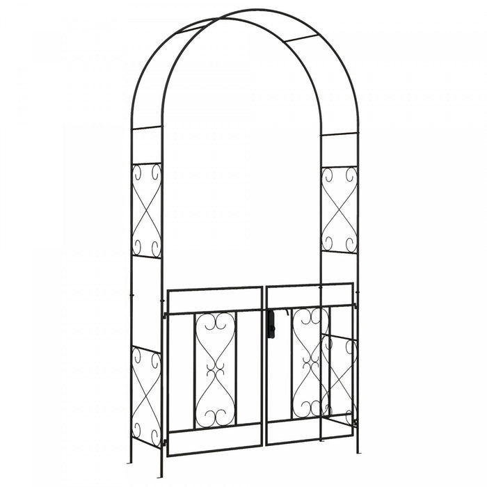 Outsunny Arche De Jardin En Metal De 7,6 Pi Avec Double Portail, Noir