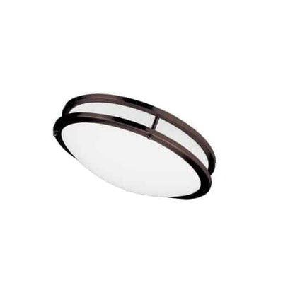 Dainolite Cfled Ceiling Flush Mount 12" Dia Bronze Finish White Shade Lamp|Plafonnier affleuré Cfled de Dainolite de 12 po de diamètre, avec abat-jour blanc et fini bronze