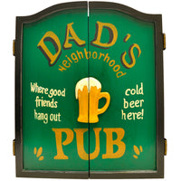 Armoire de cible de jeu de fléchettes avec inscription Dad’s Pub